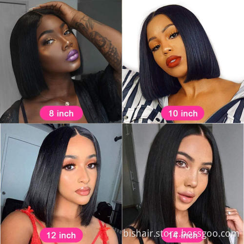 Brazil's real straight hair lace front wig Bob human hair wigs for women without pre-wired plastic baby Straight 13X4 lace wig